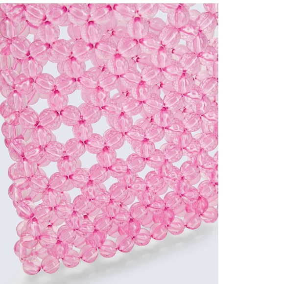 Pink clear beaded woven pink clear crossbody bag - Picture 6 of 16